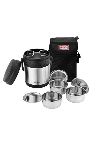 Generic Milton Thermosteel Hot Meal 3 Container Lunch Box Silver
