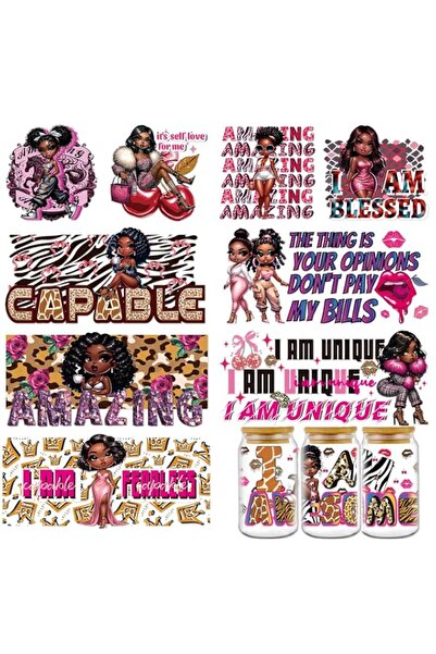 Generic Rngmsi Black Women UV DTF Wraps - 8 Sheets African American Women UVD...