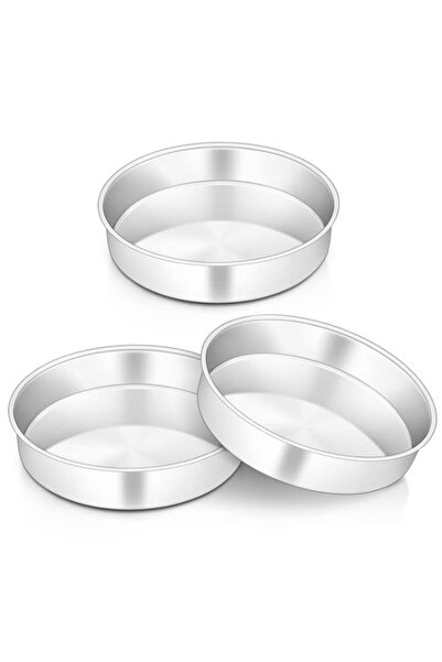 Generic Onader 8 Inch Round Cake Tin Set of 3, Stainless Steel Cake Mould Pan...