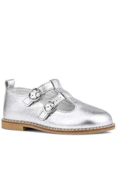 OrtopedikAL Rakerplus 100% Leather Silver Buckle Girls' T-Bar Babet Shoes