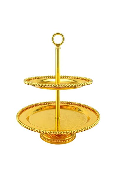 Generic Shallow 2 Tier Cake Stand Gold Color BD-CK-22G