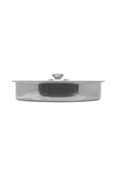 Generic Raj Steel Round Oven Tray With Lid, 40 Cm, Silver, VOT004 Serving Tra...