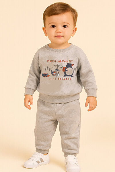 bebekpare Boy's Sweatshirt Set Gray Adventure