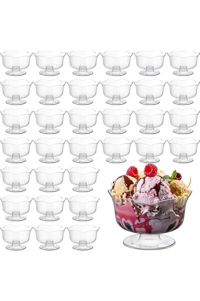 Generic 50 Pcs Plastic Dessert Cups, Dessert Bowl Mini Ice Cream Bowl Clear F...