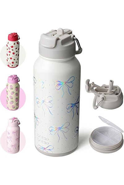 BottleWorld 32oz Insulated Stainless Steel Sports Water Bottle with Straw and...