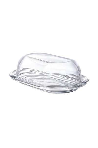 Generic Pasabahce Glass Butter Dish, Tempered, White, 2 éléments