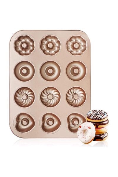 Generic SKEIDO 12-Cavity Donut Pan, Nonstick Carbon Steel Doughnut Baking Pan...