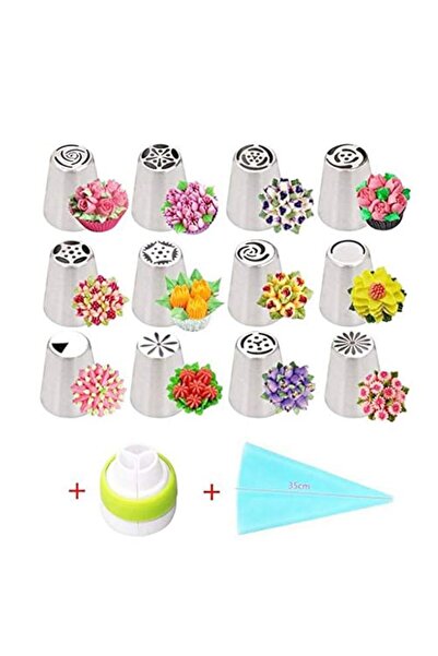 Generic Russian Piping Tips Set 14 Pieces All in One Cake Decorating Supplies...