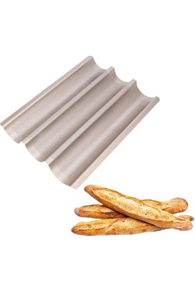 Generic Joyzzz Baguette Pans for Baking, 3 Loaf Nonstick Carbon Steel French ...