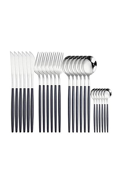 Generic Dining Dinnerware Tableware Kitchen Set, 304 Stainless Steel - 24 Pieces