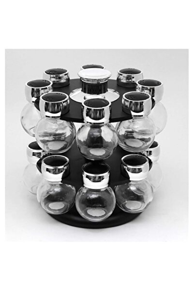 Generic 18068 Spice Ware With Rack - 16 Pieces, Black Silver