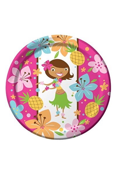 Generic Creative Converting Pink Luau Fun Round Dinner Plates 8-Piece, 9-Inch...