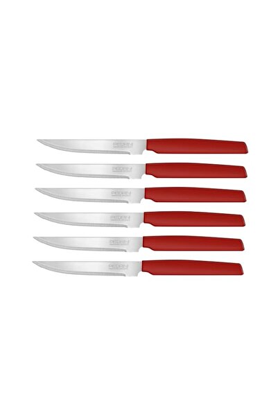 Generic PEDRINI STEAK KNIVES, SET 6PCS RED HANDLE(04GD050) (72)