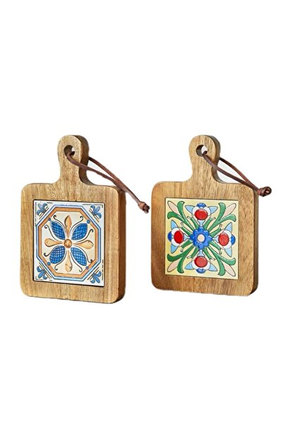 Generic 2 Pics Wooden Ceramic Vintage Ethnic Floral Trivets/Stand Kitchenware...