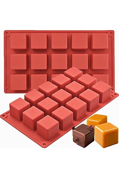Generic Silicone Cube Mold, 30-Cavity Square Baking Mold, Red, 1.2 Inch Cavit...