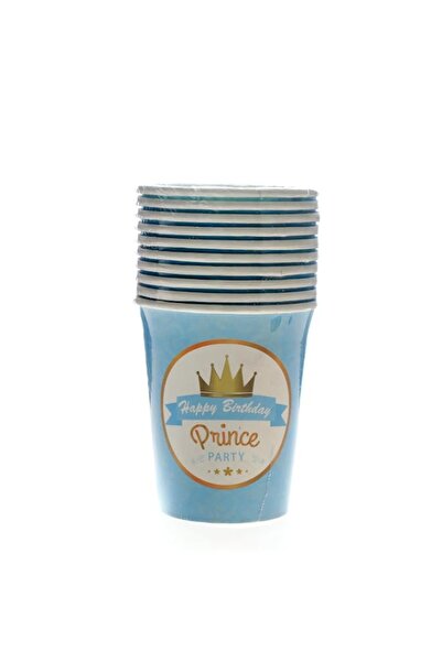 Generic Goldedge 10pc Disposable Cups Printed Blue Banner Ribbon Happy Birthd...