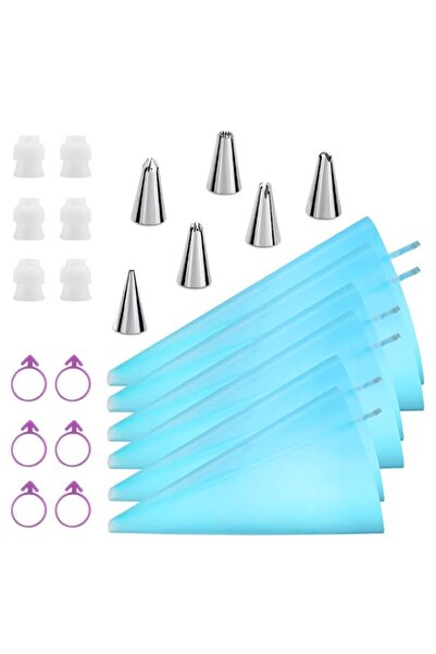 Generic Reusable Piping Bags and Tips Set, Cake Decorating Tools with Icing P...