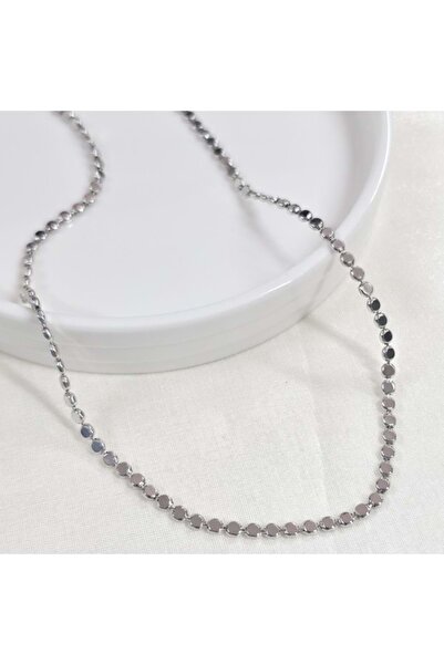 Güler Yüzlü Silver Xuping 3 mm Crushed Flake Chain Necklace 50 cm White