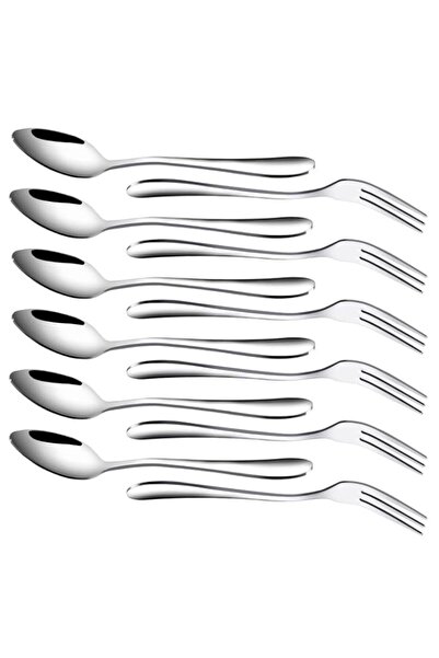 Generic RETON 12 Pcs Dessert Forks and Spoons Silverware Set, Stainless Steel...