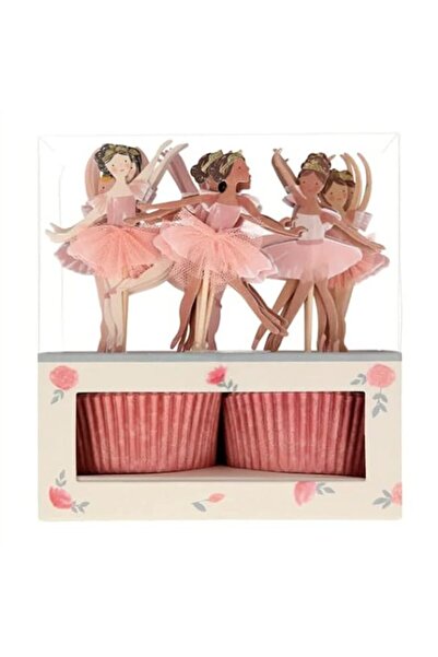 Generic Meri Meri Ballerina Cupcake Kit, 24 Toppers with Pink Tulle Skirts, G...