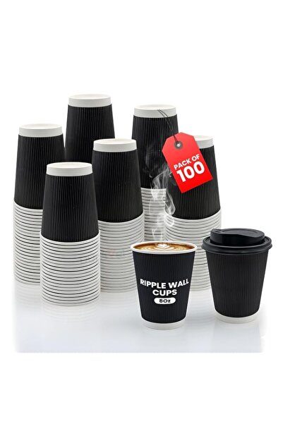 Generic Duravel 8oz Ripple Coffee Cups with Lids Disposable Cups for Takeaway...
