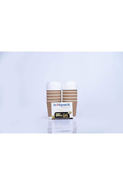 Generic Hotpack Kraft Ripple Cup with Lid, 8 Oz, 10 Pieces