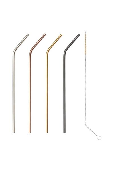 Generic Digital Shoppy Drinking Straws and Cleaning Brush Stainless Steel Mul...