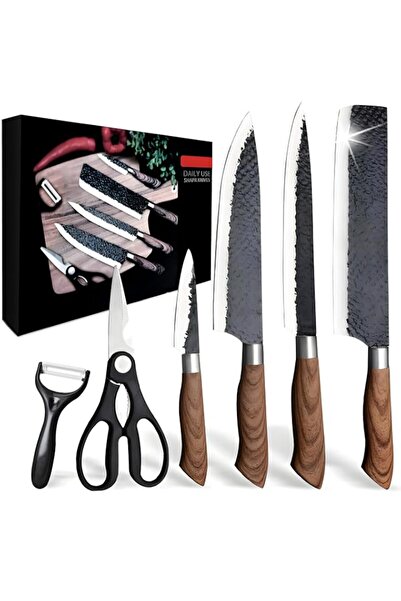 Generic SKYLEAF 6 Piece Knife Set with Scissor & Peeler Stainless Steel Hamme...