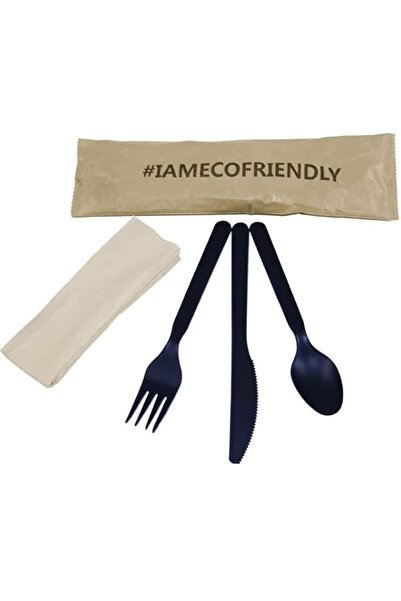 Generic SNH Packing 20 Pieces Black Eco-Friendly Disposable Cutlery Set Fork,...