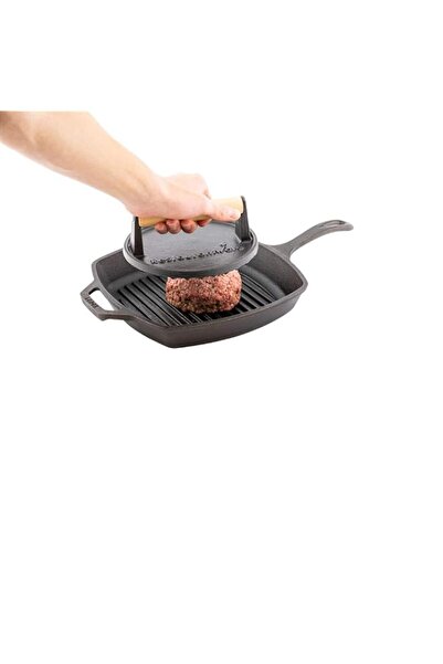 Generic Restaurantware Met Lux Black Cast Iron Grill Press - with Wooden Hand...