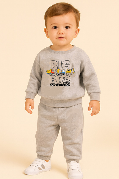 bebekpare Boy's Sweatshirt Set Gray Big Bro