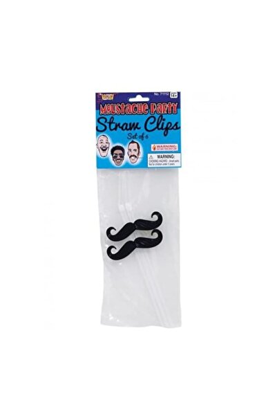 Generic Forum Novelties Mustache Party Straw Clips, 3-Piece, Black