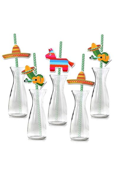 Generic Terrifi Mexican Party Paper Straw, 36 Pcs Fiesta Biodegradable Drinki...