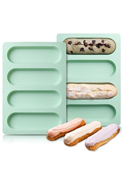 Generic 2-Pack Eclair Silicone Molds – Non-Stick Hot Dog Bun & Granola Bar Ba...