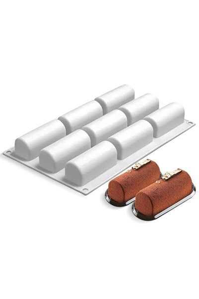 Generic Tazweeq 3D Cylindre Cake Mold Trays - 9 Cavities Silicone Mousse Log ...