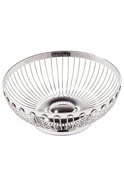 Generic Regent Stainless steel Round Fruit/Bread Basket - 20 X 8 cm,Silver