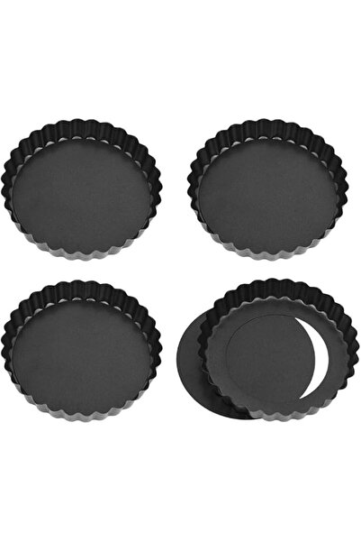 Generic 4 Pack 12cm Tart Tins with Removable Loose Bottom, Non-Stick Mini Cak...