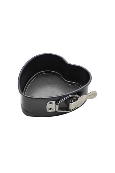 Generic Heart-Shaped Buckle Cake Baking Mould Black/Silver 4Inch AMZ-N33981073A