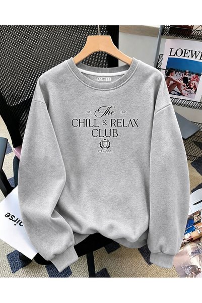 ESADE سويت شيرت نسائي من The Chill Relax مطبوع عليه رسومات مطبوعة ومريح ذو يا...