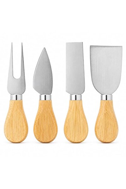 Generic 4 Piece Cheese Knife Set with Wooden Handles, Stainless Steel Blades,...