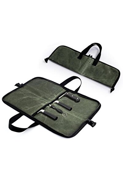 Generic Heavy Duty Waxed Canvas Chef Knife Bag with Handle – Portable Knife S...