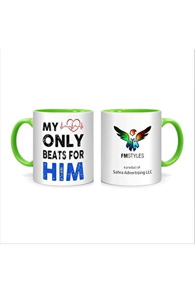 Generic FMstyles My Heart Only Beats for HIM, Mug, Green, FMS423