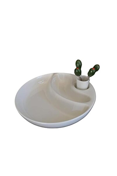 Generic Symphony Round Hor'd Oeuvre Dish with 4 Cocktail Forks, 18 cm