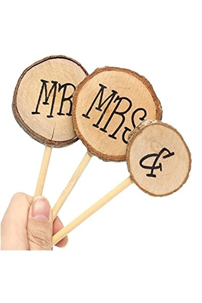 Generic Brain Giggles Happy Anniversary Cake Topper (Mr & Mrs Wooden Cake Top...