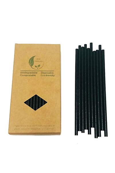 Generic Black Paper Drinking Straws, Solid Black/100 Bulk Disposable Paper St...