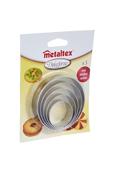 Generic Metaltex 252375010 Round Cookie Cutters Set of 5 Stainless Steel Silv...