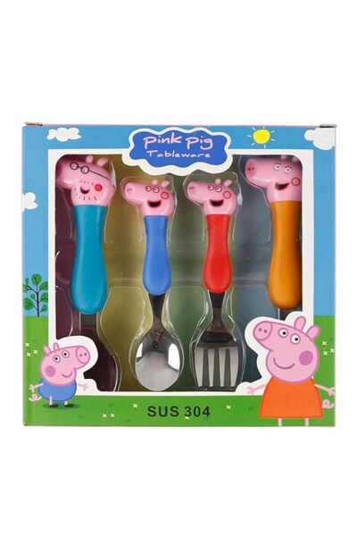 Generic PINKPIG Peppa Set Kids Spoon Fork Children Baby Tableware, Multicolor...