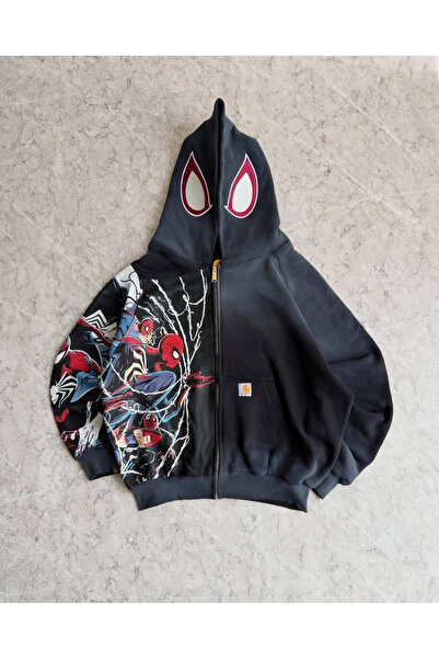 Toum Spider Man Unisex Oversize Ceket Hırka Hoodie