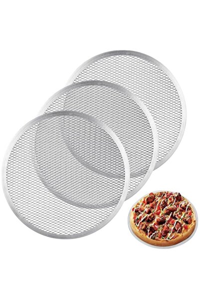 Generic 3 Pcs Aluminium Pizza Trays 13 Inch/ 33cm, Non Stick Mesh Pizza Scree...