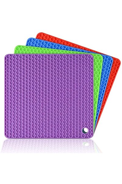 Generic Arabest Silicone Trivet Mats, 4pcs Multi-colored Heat Resistant Pot H...